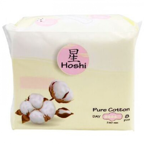 Прокладки гигиенические для критических дней дневные Pure Cotton Day Use (240мм), HOSHI, 8 шт