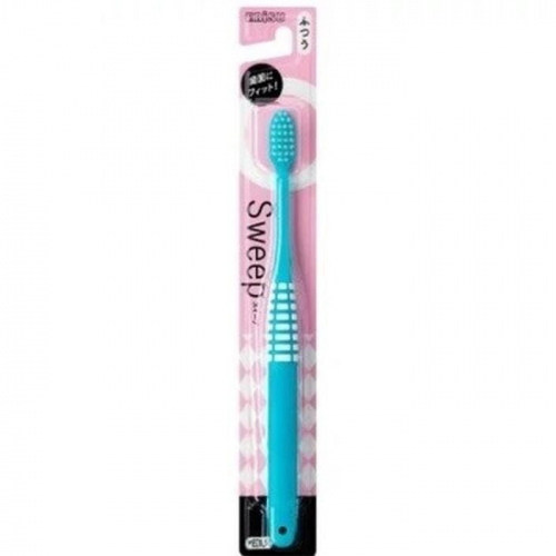 Зубная щётка компактная 4-рядная с плоским срезом щетинок и прорезиненной ручкой для максимального очищения EBISU (Средней жёсткости) 1 шт.