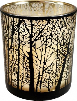 Свеча ароматическая Дивный лес 200г Размер стакана: d80мм h90мм (Аромат: деревянный дом Цвет: черный)