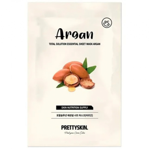 Тканевая маска для лица с Аргановым маслом TOTAL SOLUTION ESSENTIAL SHEET MASK ARGAN PRETTYSKIN, 23г