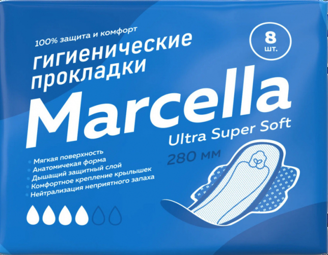 Ультратонкие женские гигиенические прокладки Marcella More Choice дневные Super 8шт