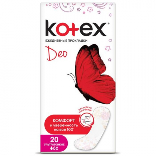 Ежедневные прокладки Kotex, ультратонкие DEO 20 шт