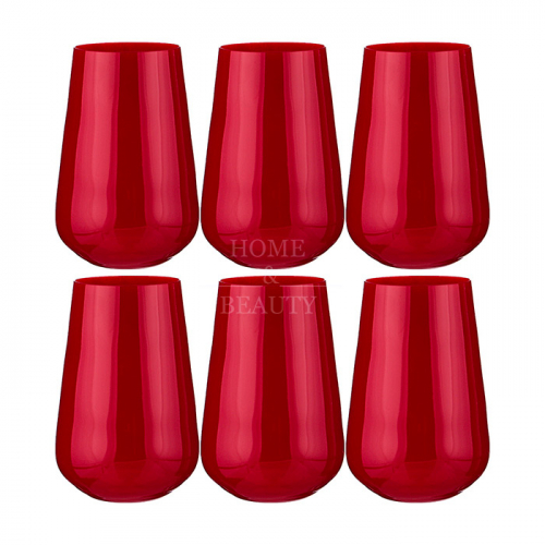 BOHEMIA CRYSTAL Набор стаканов "Sandra sprayed red" из 6 штук 380 мл высота-12,5 см