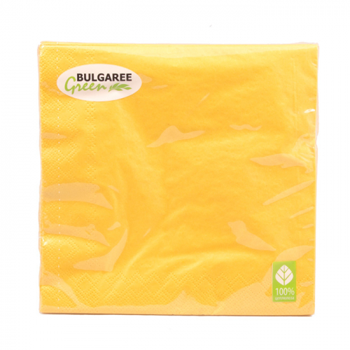 BULGAREE GREEN Салфетки трехслойные 33*33 см 20 шт Тонированая желтая 